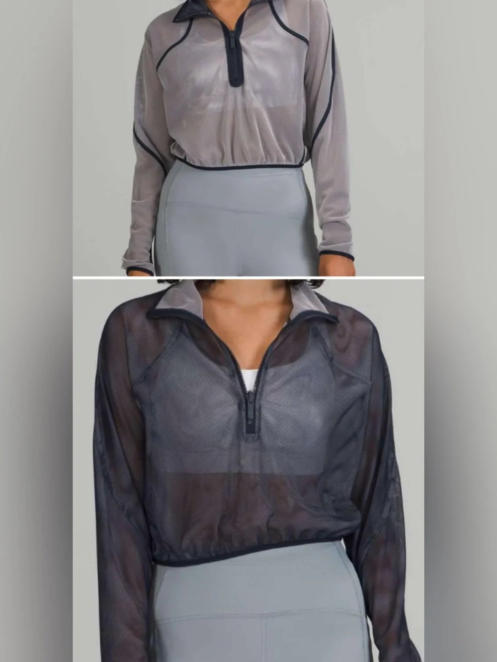 Lululemon reversible mesh cropped 1/2 half zip pullover Sz 10